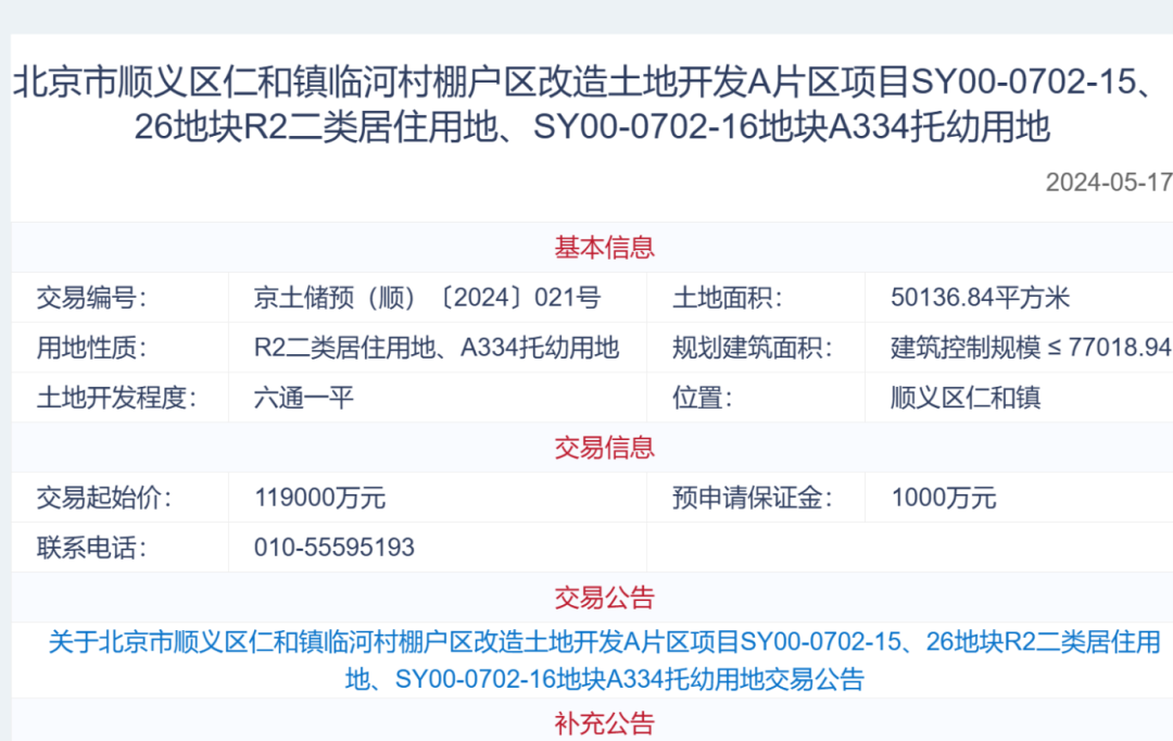 北京规自委新推两宗地块,昌平与顺义双星闪耀